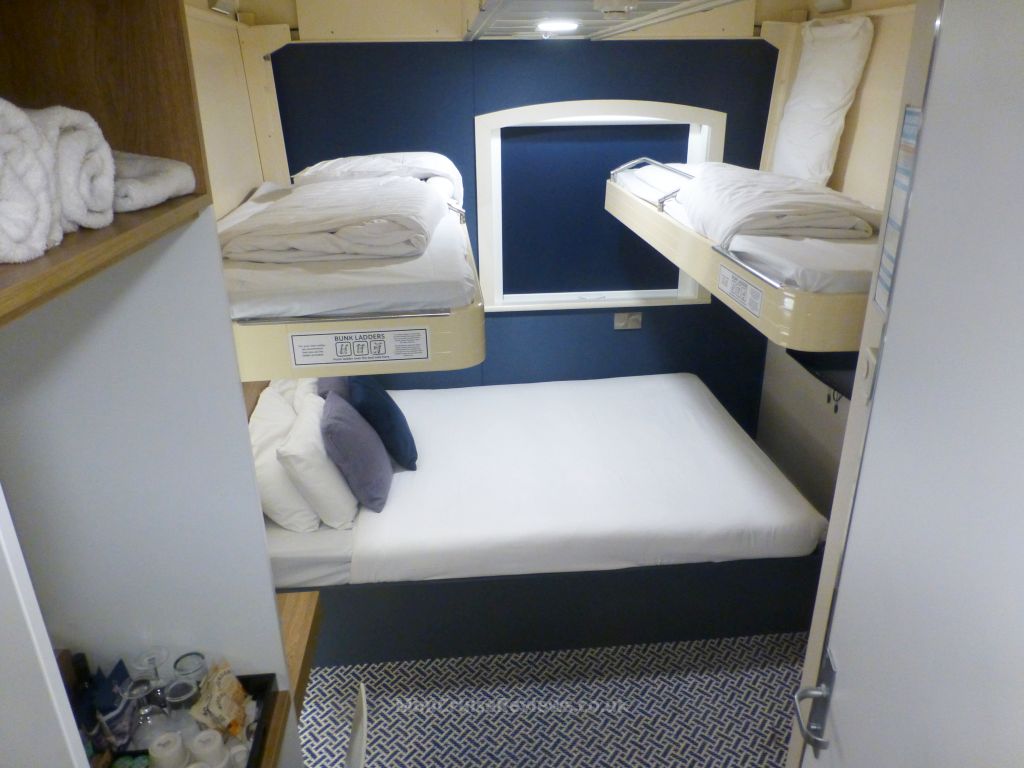 Four bed configuration in the Club Double Bed & 2 Bunk